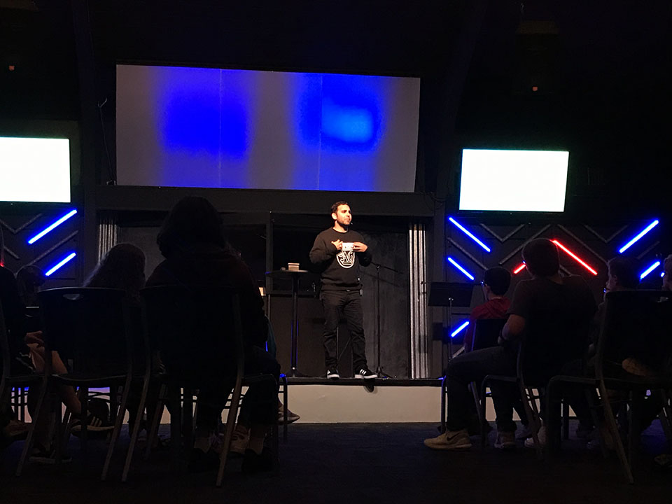 Pastor Marco speaking at a Freedom Youth service